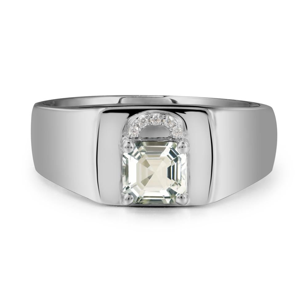 Lock Insipired Green Amethyst Ring for Men - LUO Jewelry #metal_platinum