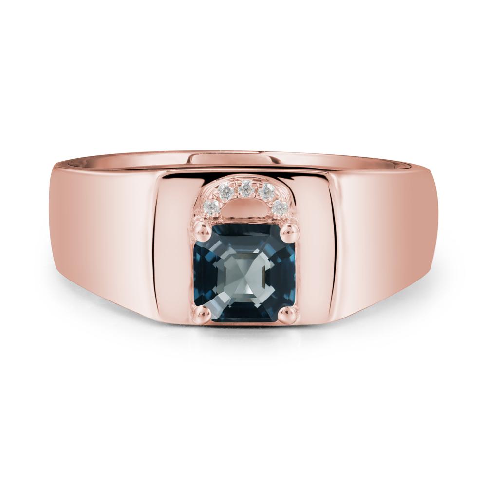 Lock Insipired London Blue Topaz Ring for Men - LUO Jewelry #metal_18k rose gold