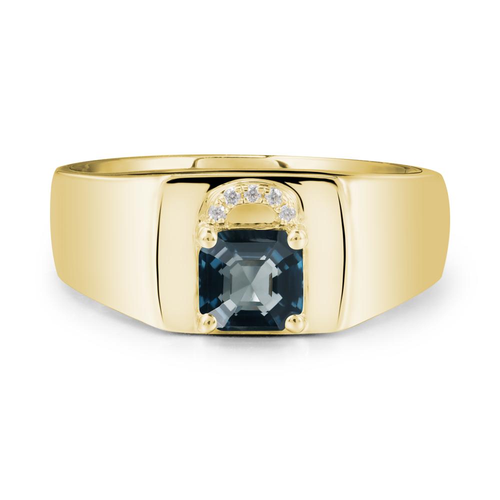 Lock Insipired London Blue Topaz Ring for Men - LUO Jewelry #metal_18k yellow gold