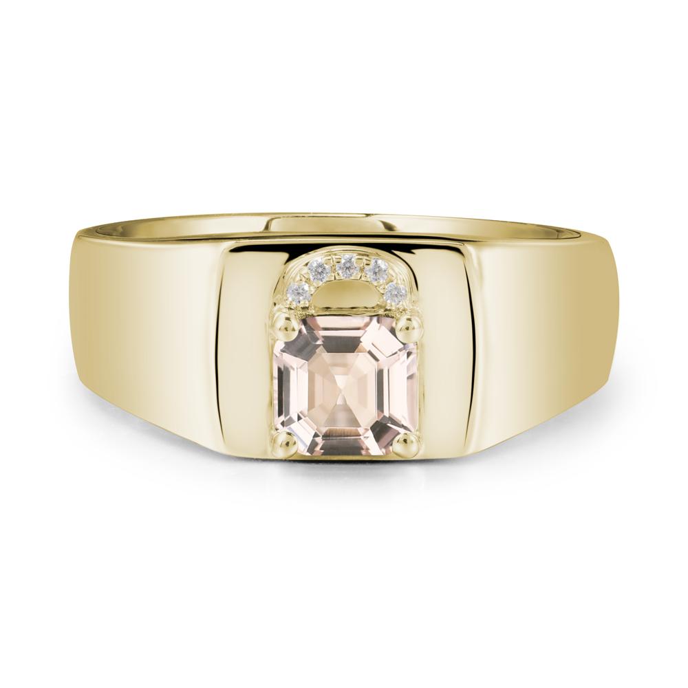 Lock Insipired Morganite Ring for Men - LUO Jewelry #metal_14k yellow gold