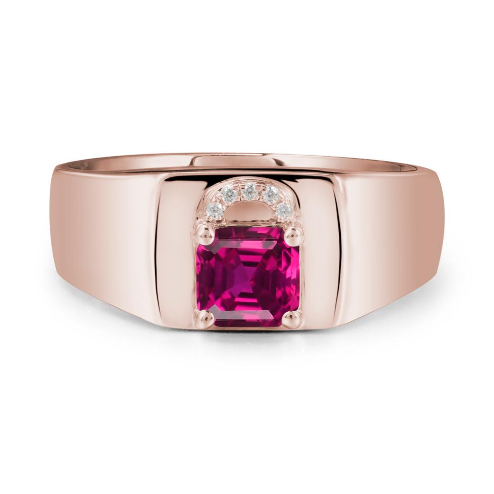 Lock Insipired Ruby Ring for Men - LUO Jewelry #metal_14k rose gold