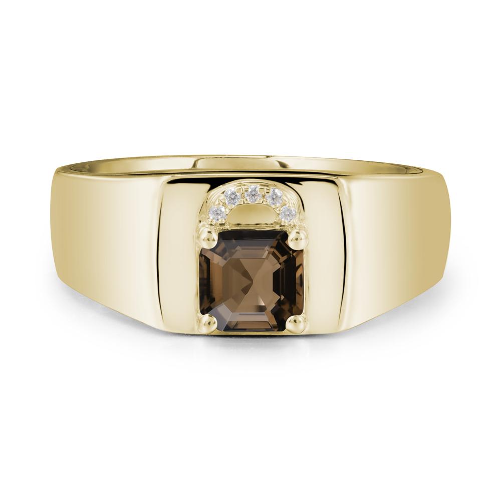 Lock Insipired Smoky Quartz Ring for Men - LUO Jewelry #metal_14k yellow gold