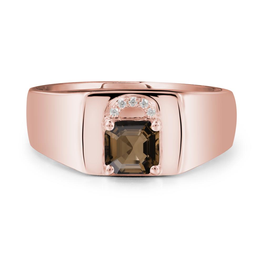 Lock Insipired Smoky Quartz Ring for Men - LUO Jewelry #metal_18k rose gold