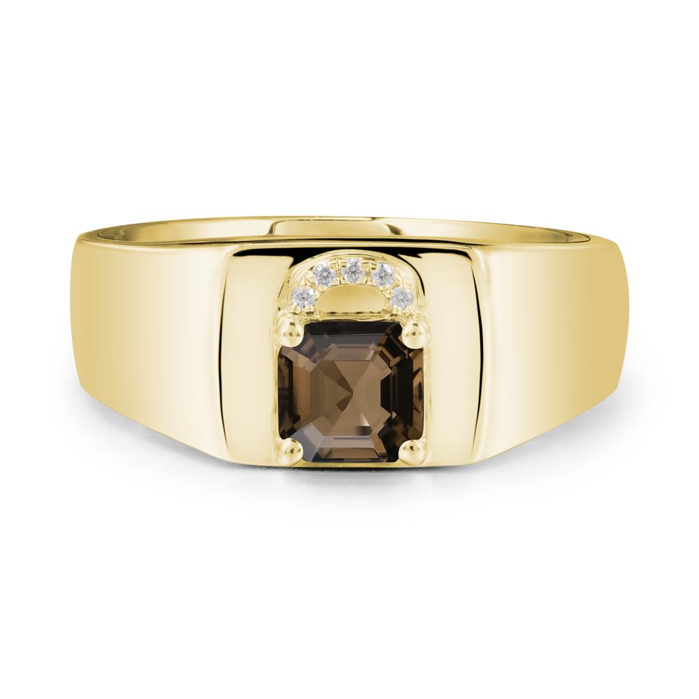 Lock Insipired Smoky Quartz Ring for Men - LUO Jewelry #metal_18k yellow gold