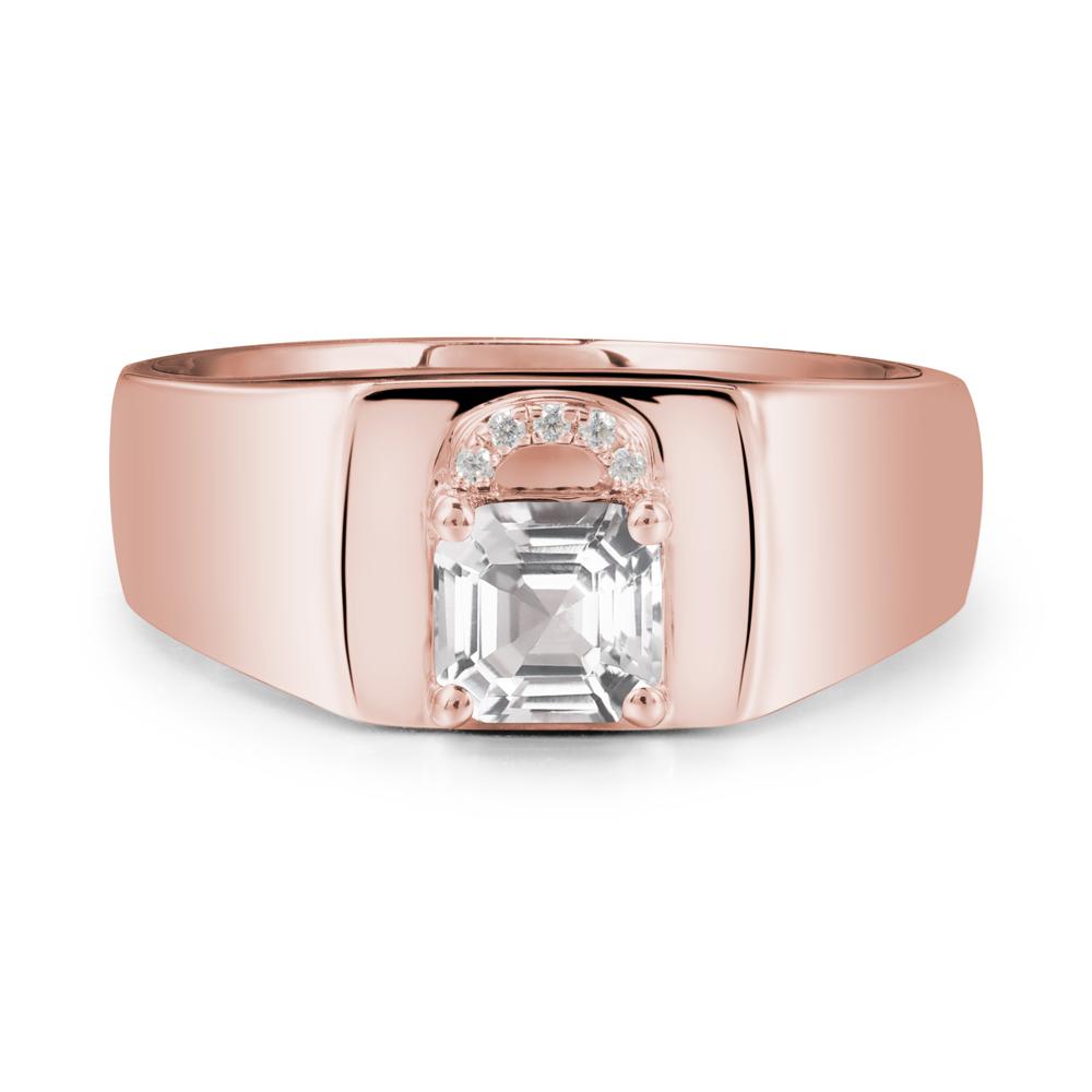 Lock Insipired White Topaz Ring for Men - LUO Jewelry #metal_18k rose gold