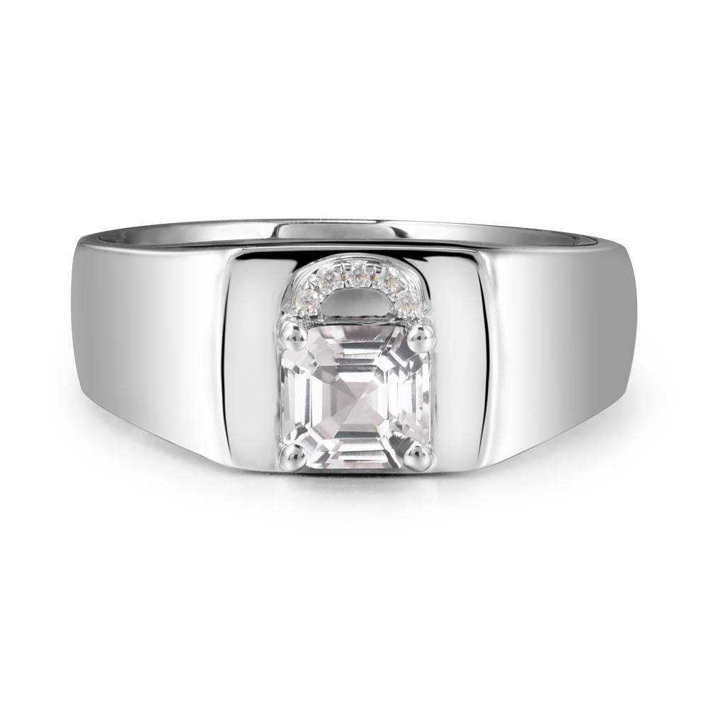 Lock Insipired White Topaz Ring for Men - LUO Jewelry #metal_sterling silver