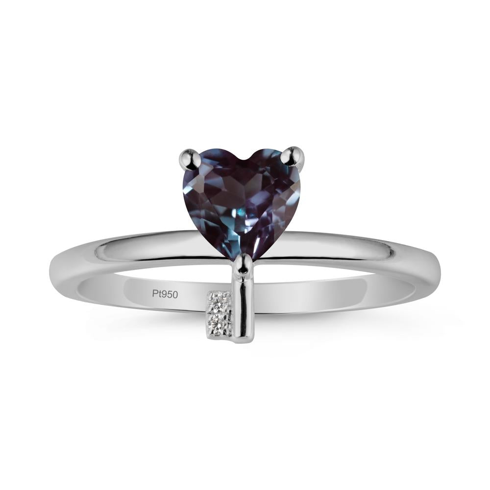 Heart Shaped Key Inspired Alexandrite Ring - LUO Jewelry #metal_platinum