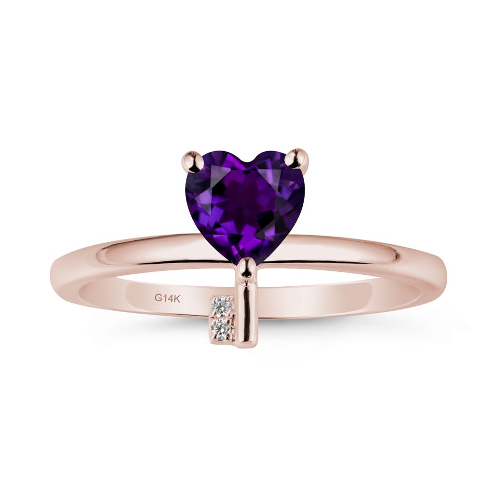 Heart Shaped Key Inspired Amethyst Ring - LUO Jewelry #metal_14k rose gold