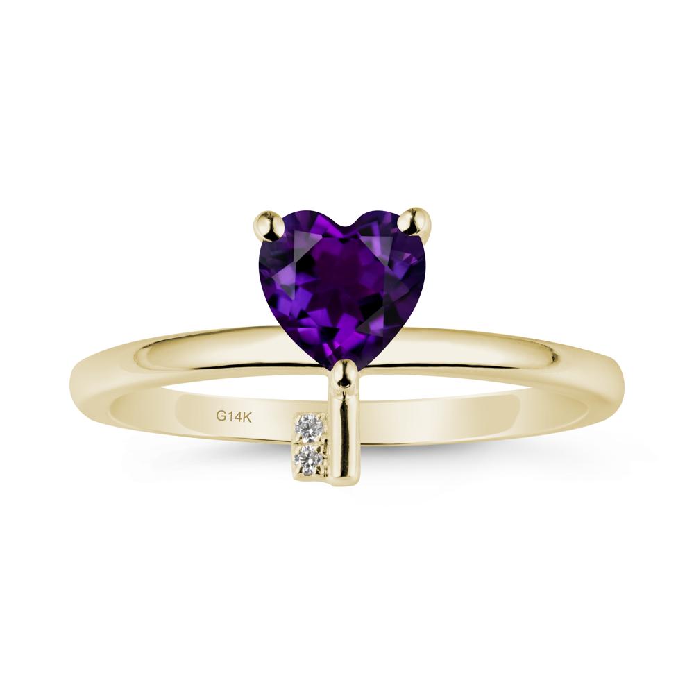 Heart Shaped Key Inspired Amethyst Ring - LUO Jewelry #metal_14k yellow gold
