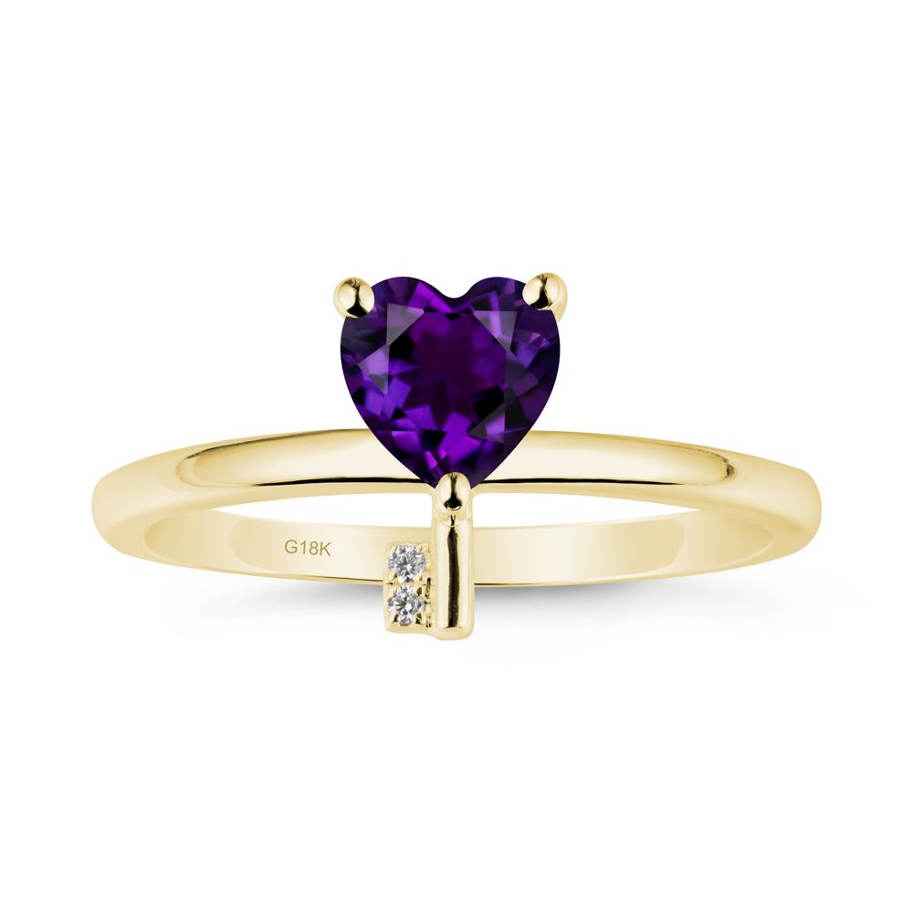 Heart Shaped Key Inspired Amethyst Ring - LUO Jewelry #metal_18k yellow gold