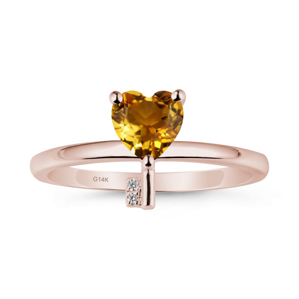 Heart Shaped Key Inspired Citrine Ring - LUO Jewelry #metal_14k rose gold