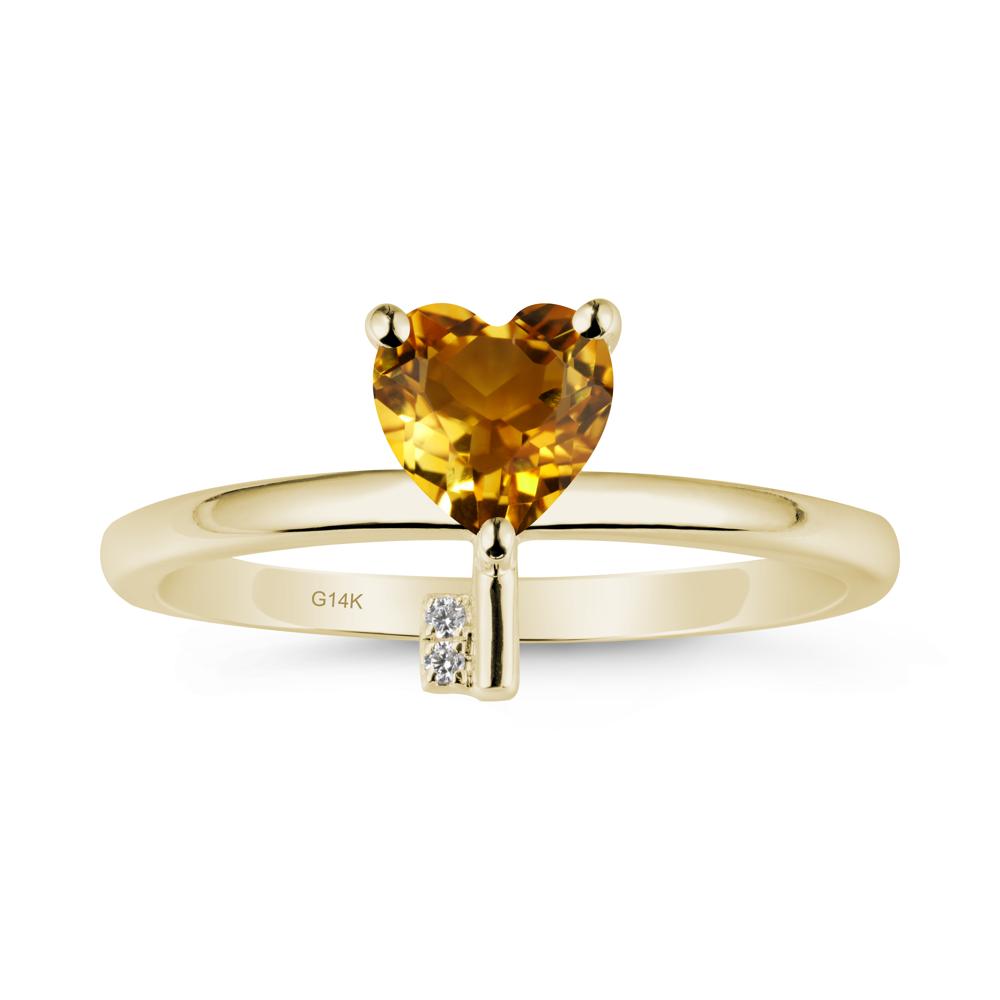 Heart Shaped Key Inspired Citrine Ring - LUO Jewelry #metal_14k yellow gold