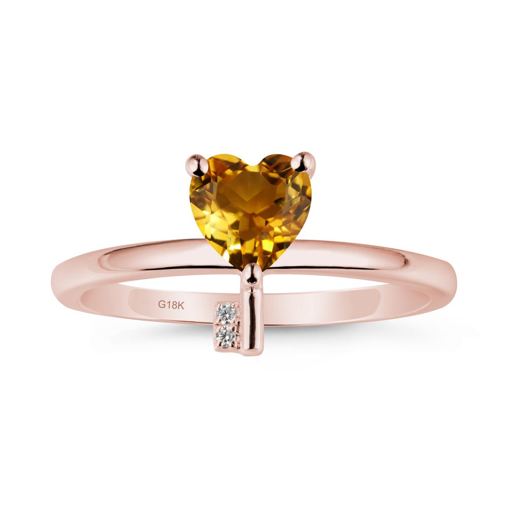 Heart Shaped Key Inspired Citrine Ring - LUO Jewelry #metal_18k rose gold