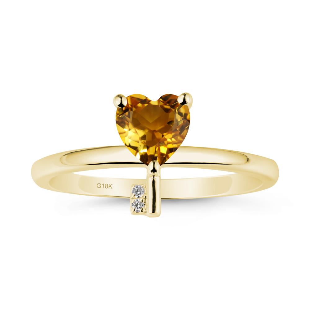 Heart Shaped Key Inspired Citrine Ring - LUO Jewelry #metal_18k yellow gold