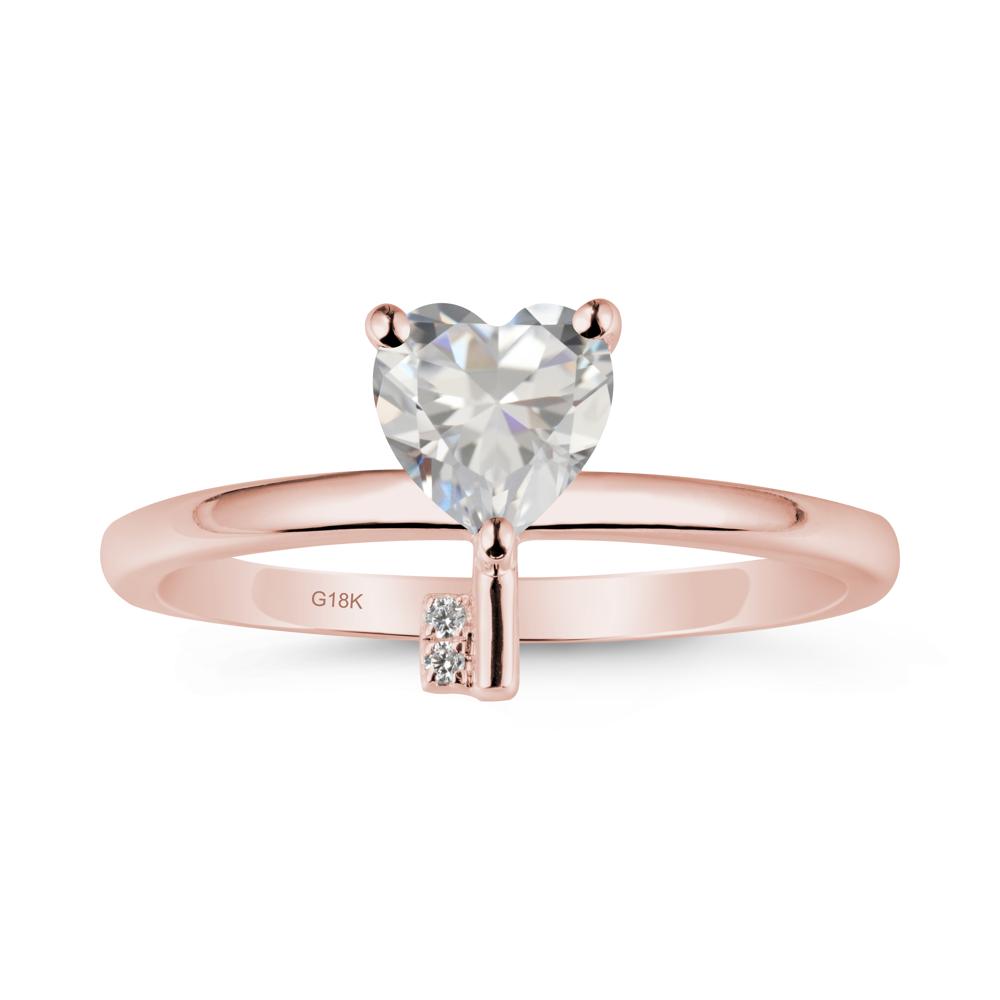 Heart Shaped Key Inspired Cubic Zirconia Ring - LUO Jewelry #metal_18k rose gold