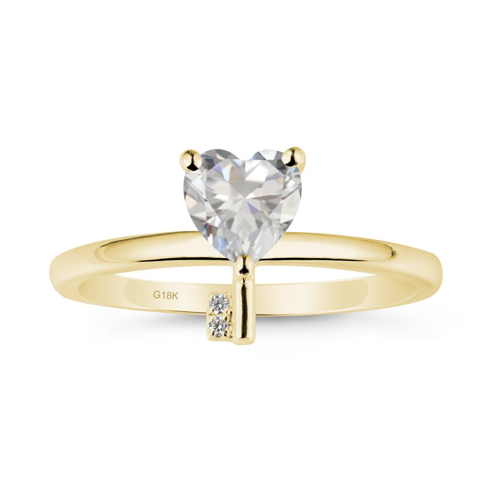 Heart Shaped Key Inspired Cubic Zirconia Ring - LUO Jewelry #metal_18k yellow gold