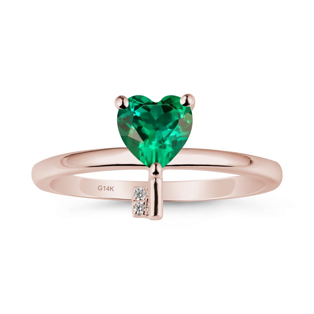 Heart Shaped Key Inspired Emerald Ring - LUO Jewelry #metal_14k rose gold