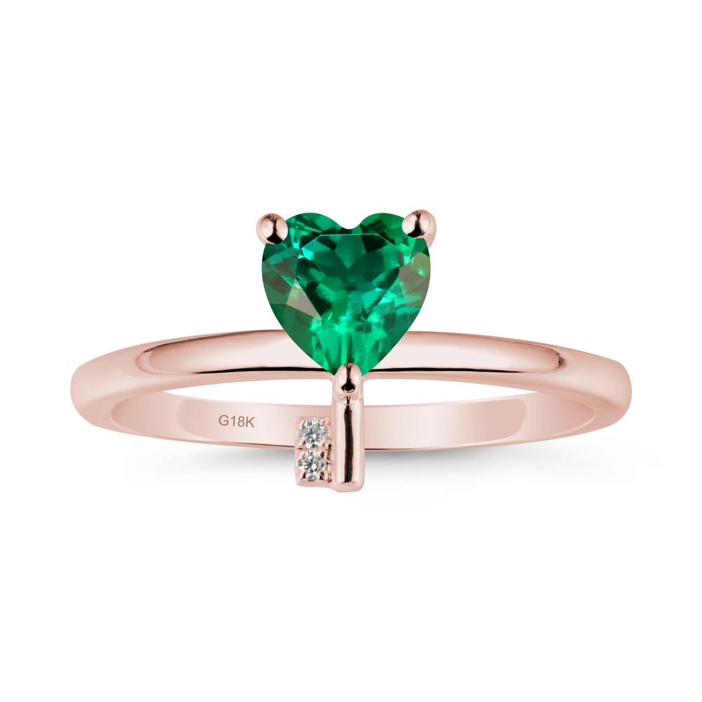 Heart Shaped Key Inspired Emerald Ring - LUO Jewelry #metal_18k rose gold