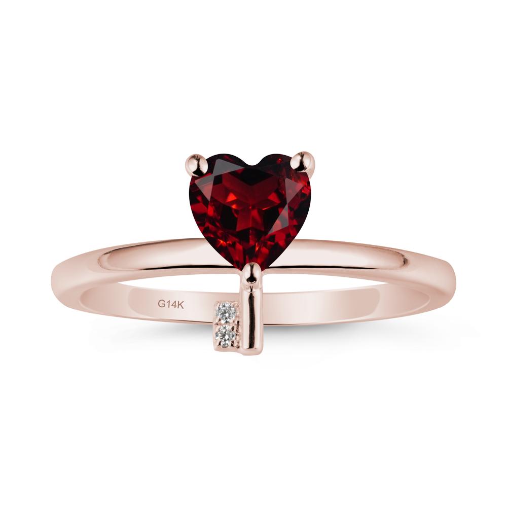 Heart Shaped Key Inspired Garnet Ring - LUO Jewelry #metal_14k rose gold