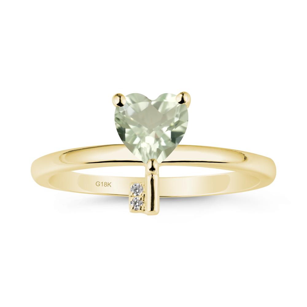 Heart Shaped Key Inspired Green Amethyst Ring - LUO Jewelry #metal_18k yellow gold