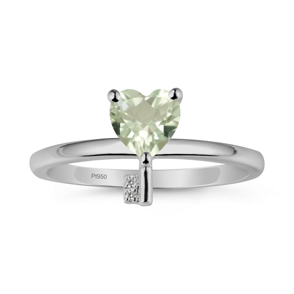 Heart Shaped Key Inspired Green Amethyst Ring - LUO Jewelry #metal_platinum