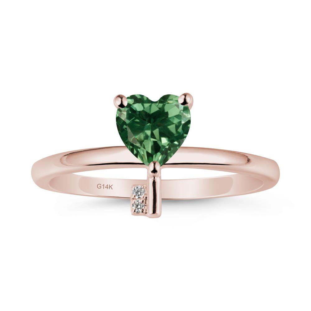 Heart Shaped Key Inspired Green Sapphire Ring - LUO Jewelry #metal_14k rose gold