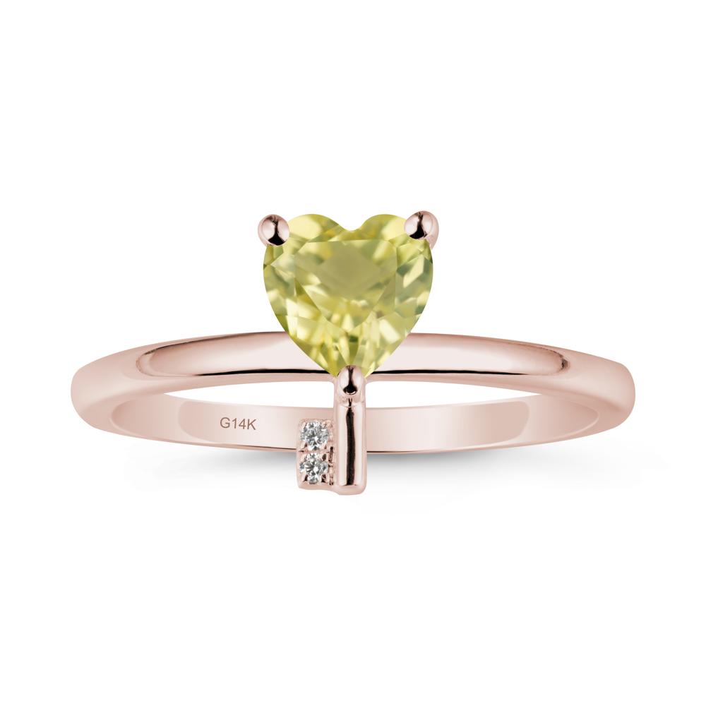 Heart Shaped Key Inspired Lemon Quartz Ring - LUO Jewelry #metal_14k rose gold