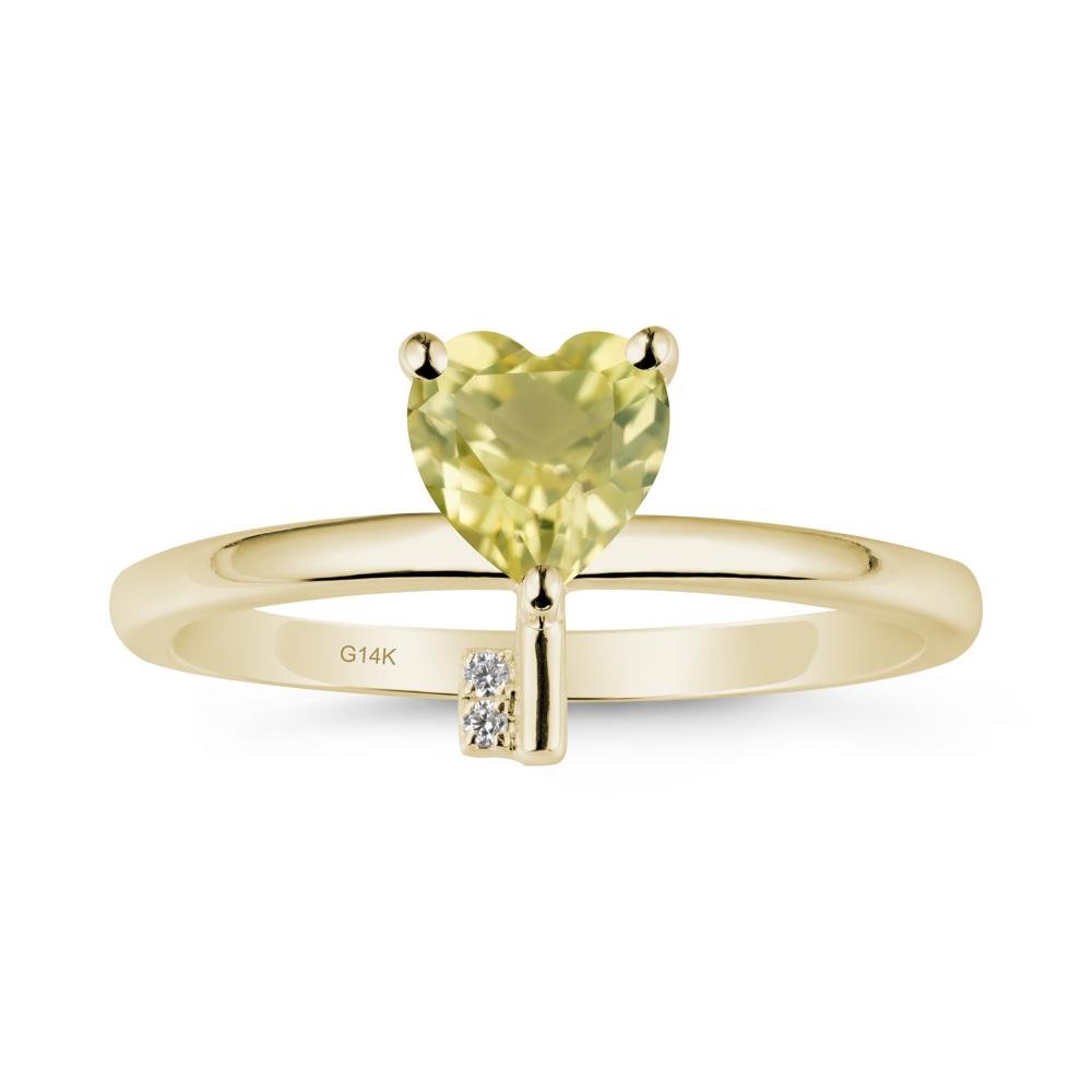 Heart Shaped Key Inspired Lemon Quartz Ring - LUO Jewelry #metal_14k yellow gold