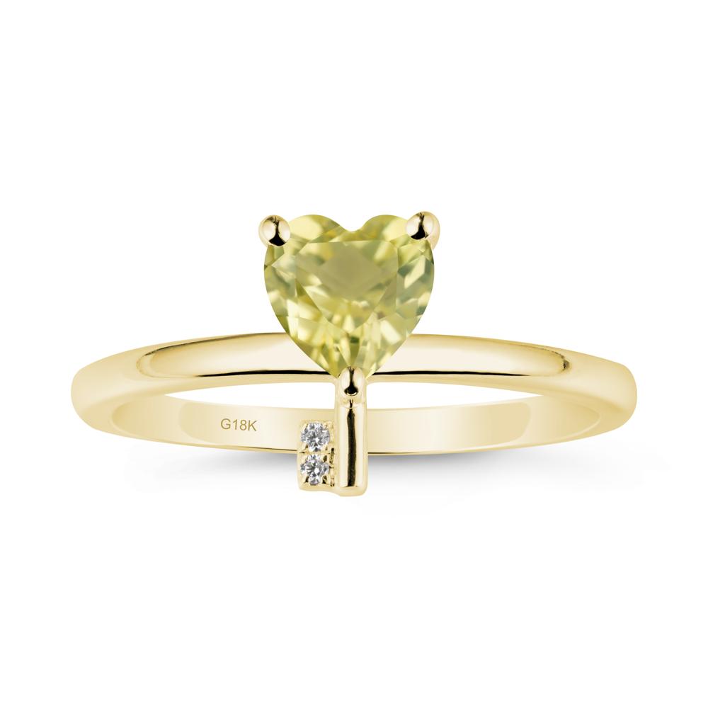 Heart Shaped Key Inspired Lemon Quartz Ring - LUO Jewelry #metal_18k yellow gold