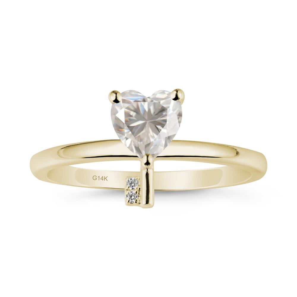 Heart Shaped Key Inspired Moissanite Ring - LUO Jewelry #metal_14k yellow gold