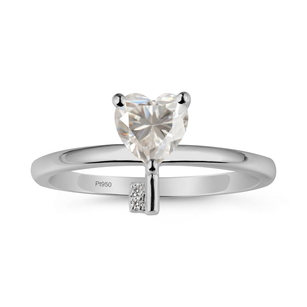 Heart Shaped Key Inspired Moissanite Ring - LUO Jewelry #metal_platinum