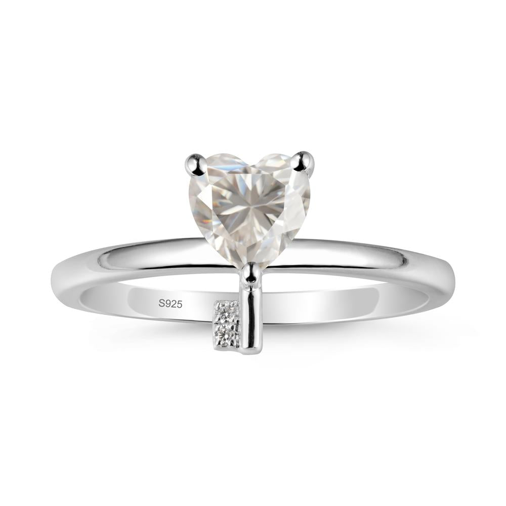 Heart Shaped Key Inspired Moissanite Ring - LUO Jewelry #metal_sterling silver