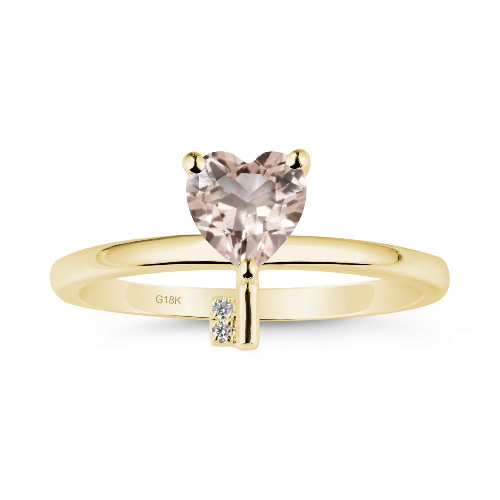 Heart Shaped Key Inspired Morganite Ring - LUO Jewelry #metal_18k yellow gold