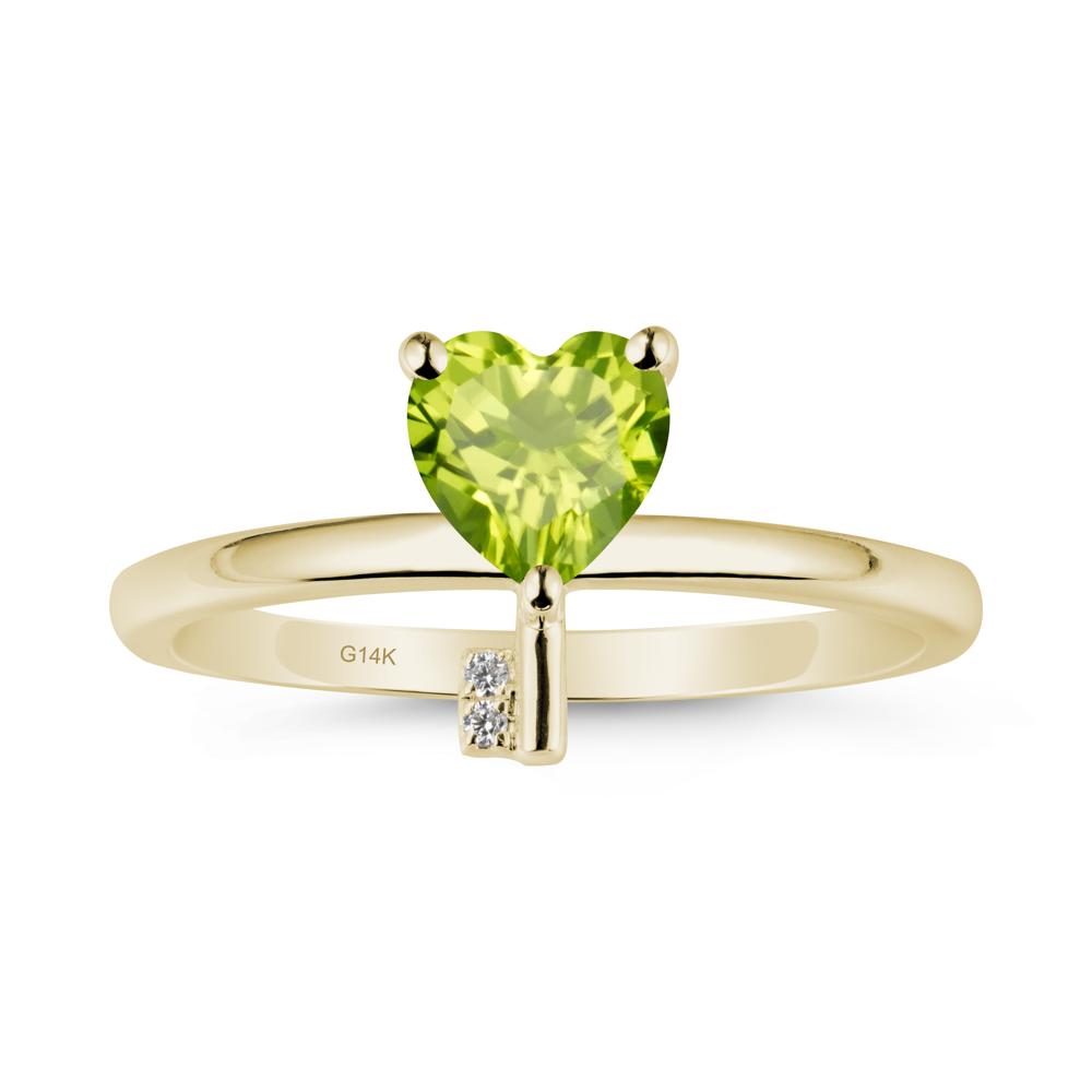 Heart Shaped Key Inspired Peridot Ring - LUO Jewelry #metal_14k yellow gold