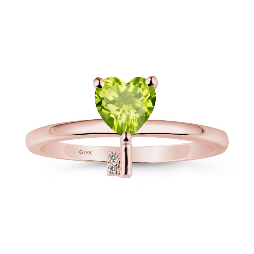Heart Shaped Key Inspired Peridot Ring - LUO Jewelry #metal_18k rose gold
