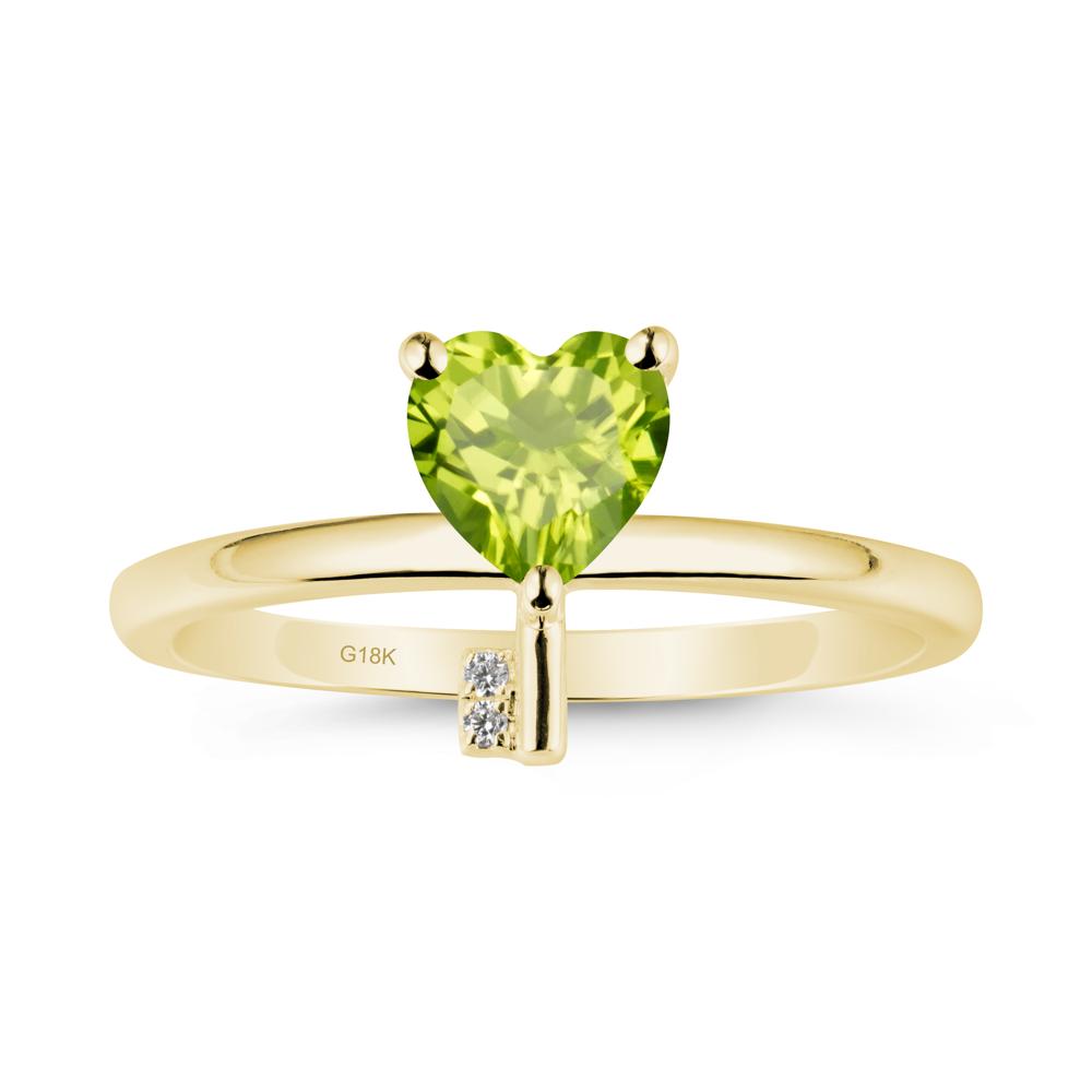 Heart Shaped Key Inspired Peridot Ring - LUO Jewelry #metal_18k yellow gold