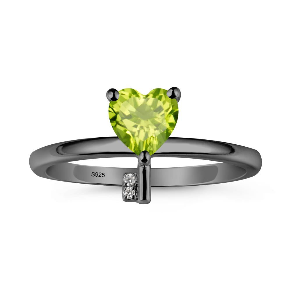 Heart Shaped Key Inspired Peridot Ring - LUO Jewelry #metal_black finish sterling silver