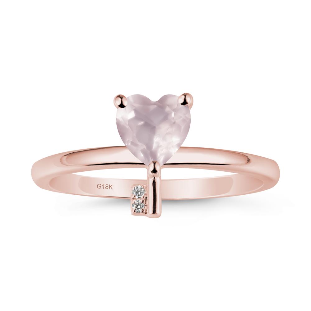 Heart Shaped Key Inspired Rose Quartz Ring - LUO Jewelry #metal_18k rose gold