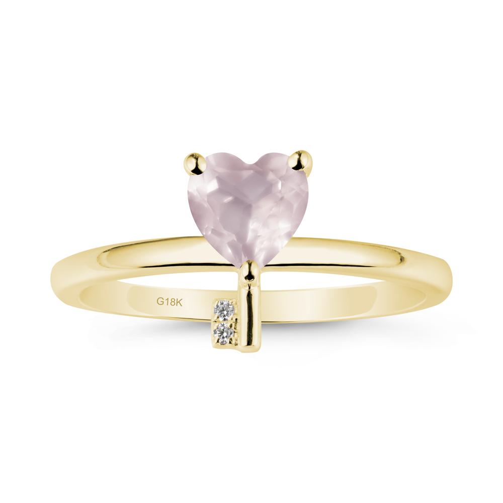 Heart Shaped Key Inspired Rose Quartz Ring - LUO Jewelry #metal_18k yellow gold