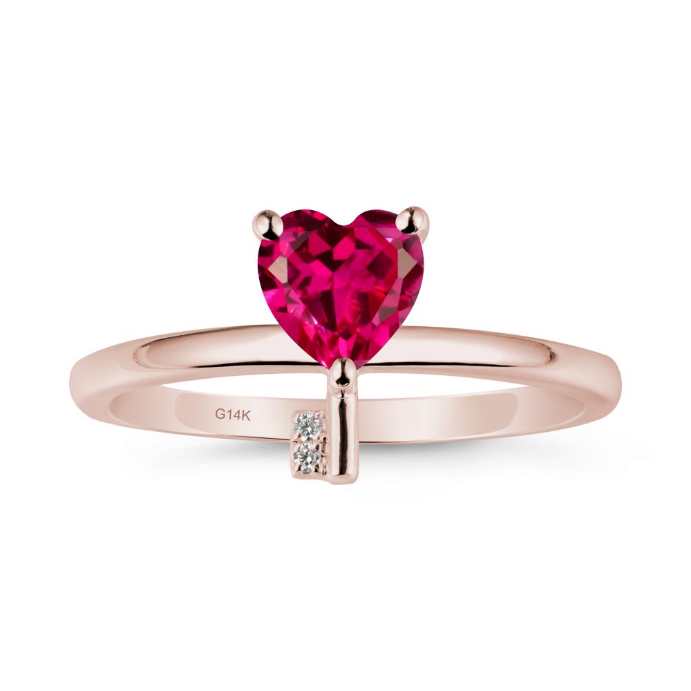 Heart Shaped Key Inspired Ruby Ring - LUO Jewelry #metal_14k rose gold