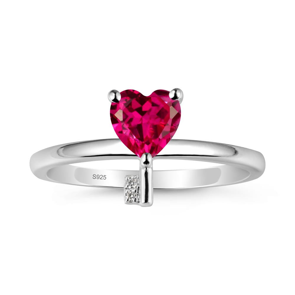 Heart Shaped Key Inspired Ruby Ring - LUO Jewelry #metal_sterling silver