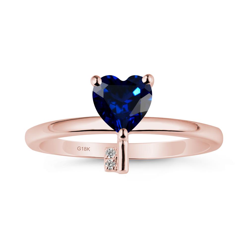 Heart Shaped Key Inspired Sapphire Ring - LUO Jewelry #metal_18k rose gold