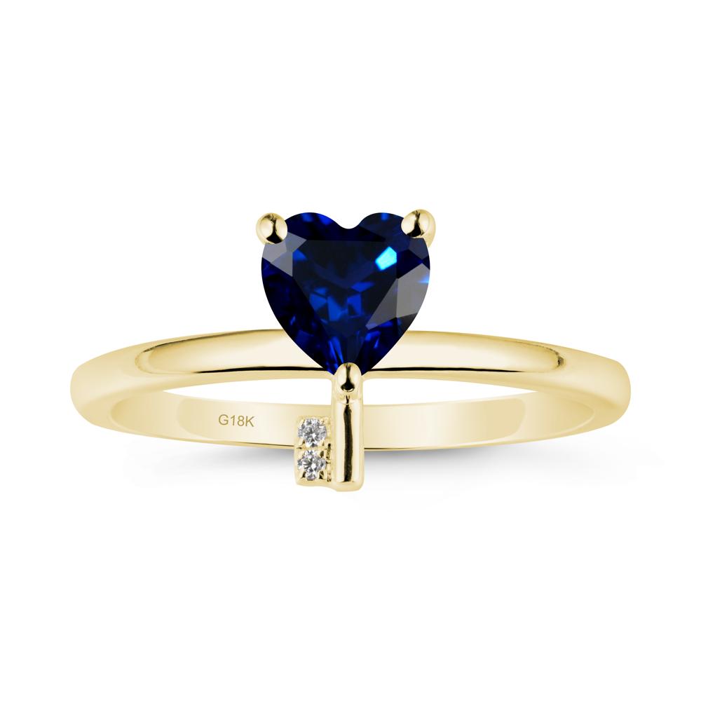 Heart Shaped Key Inspired Sapphire Ring - LUO Jewelry #metal_18k yellow gold