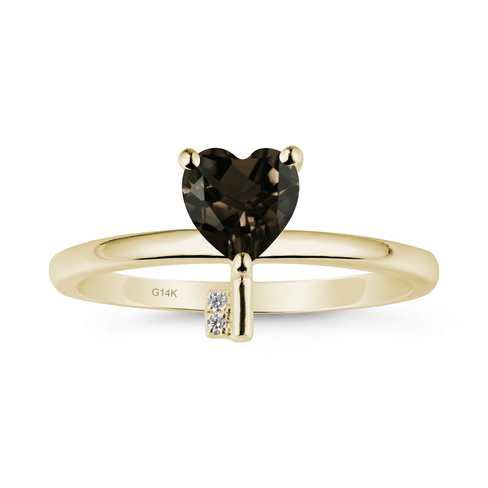 Heart Shaped Key Inspired Smoky Quartz Ring - LUO Jewelry #metal_14k yellow gold