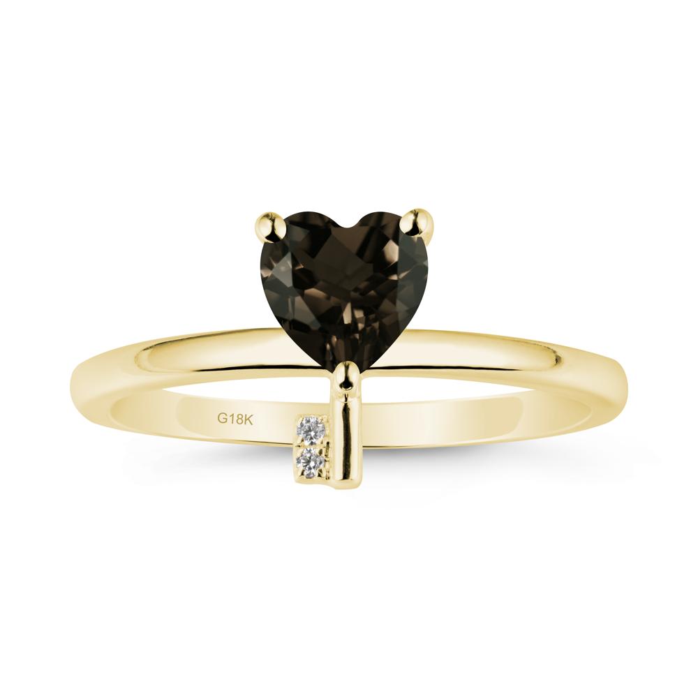 Heart Shaped Key Inspired Smoky Quartz Ring - LUO Jewelry #metal_18k yellow gold