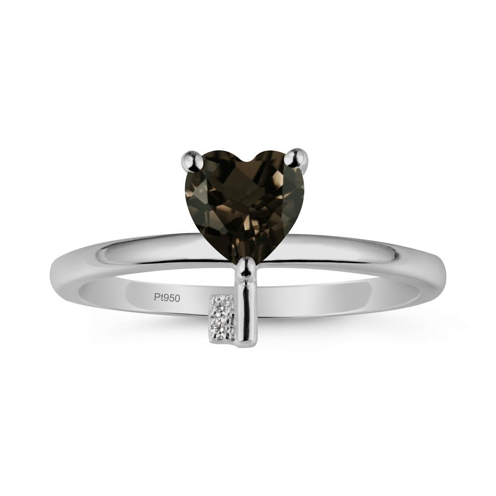 Heart Shaped Key Inspired Smoky Quartz Ring - LUO Jewelry #metal_platinum