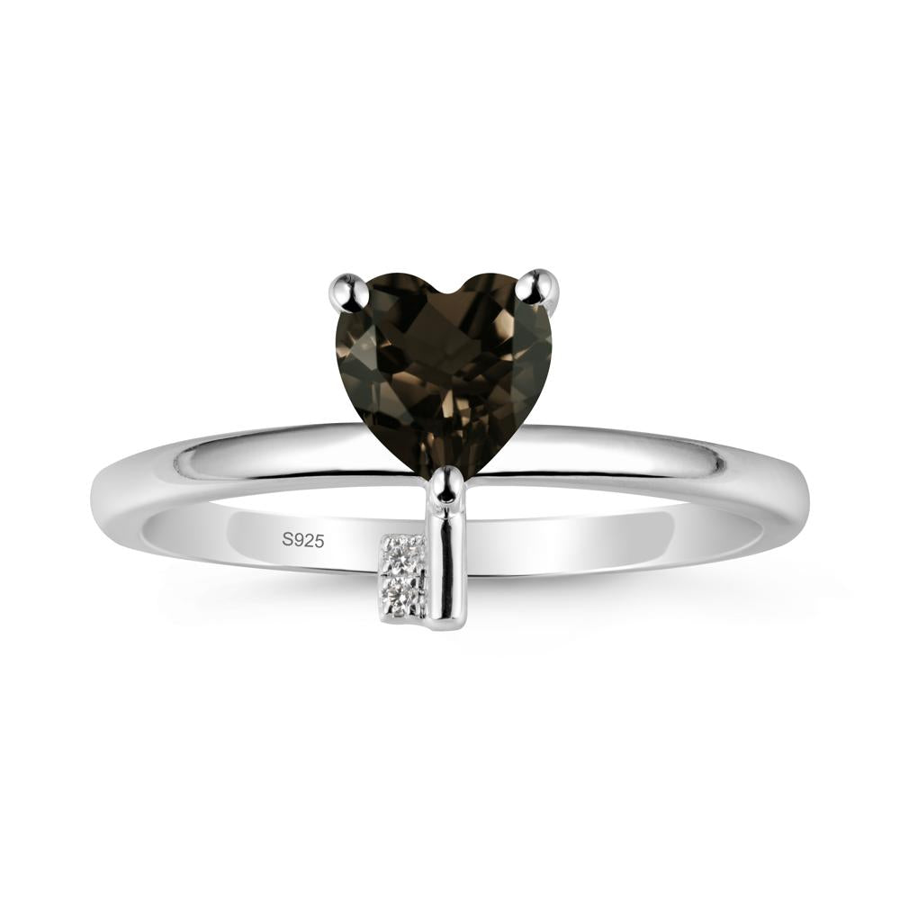 Heart Shaped Key Inspired Smoky Quartz Ring - LUO Jewelry #metal_sterling silver