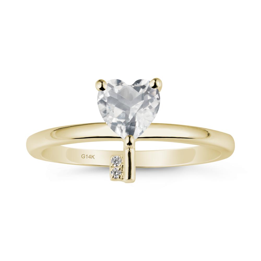 Heart Shaped Key Inspired White Topaz Ring - LUO Jewelry #metal_14k yellow gold