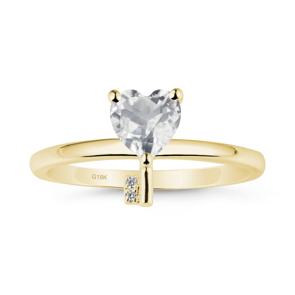 Heart Shaped Key Inspired White Topaz Ring - LUO Jewelry #metal_18k yellow gold