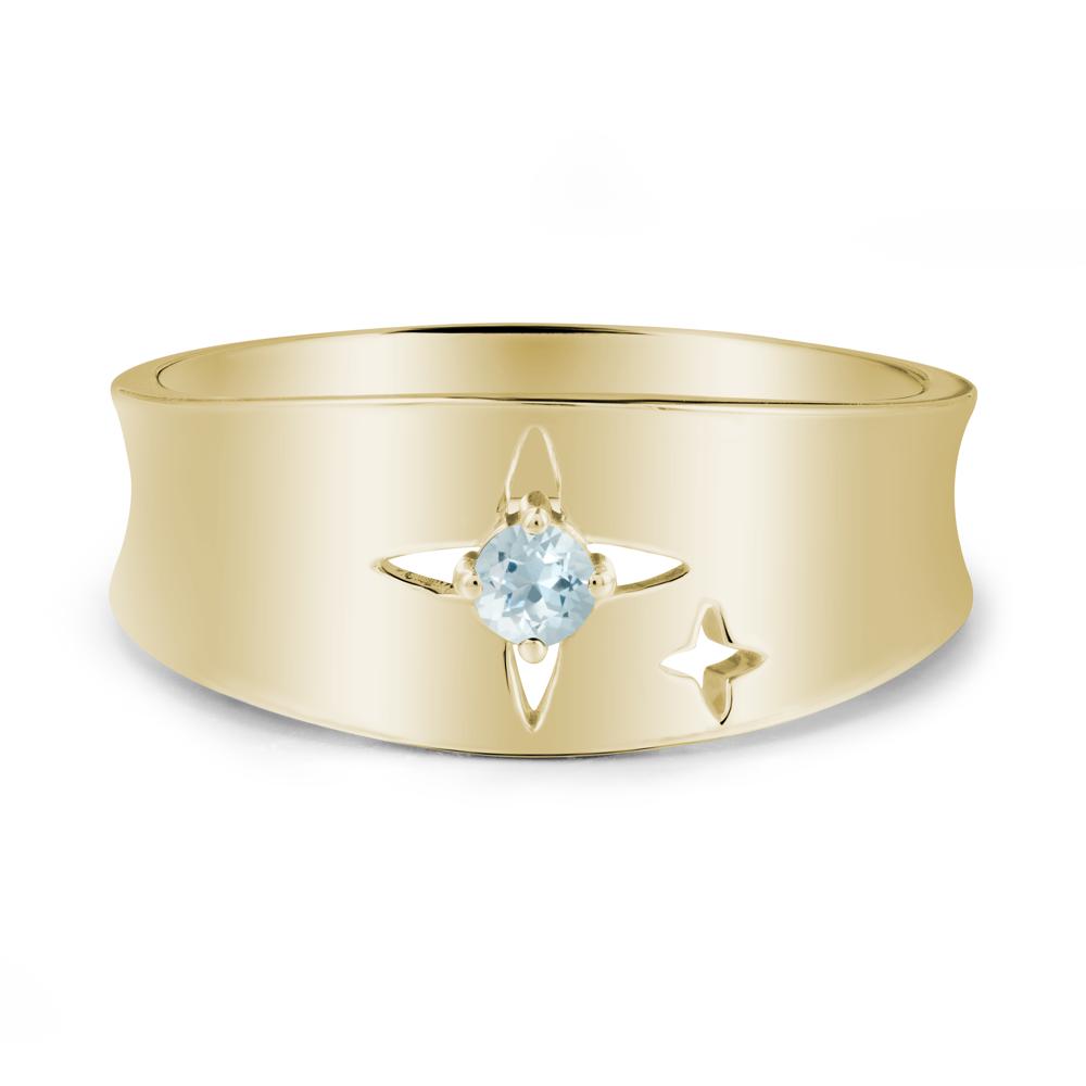 Aquamarine Four Point Star Ring - LUO Jewelry #metal_14k yellow gold